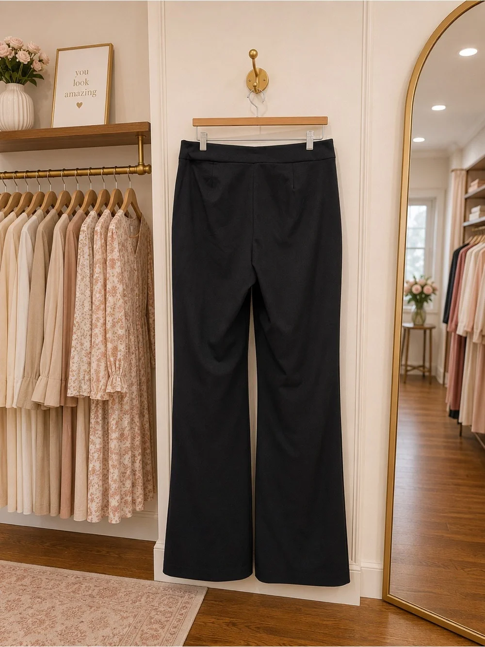 Michael Kors Women’s 3X Black Wide Leg Dress Pants Gold Button Detail NWT $135